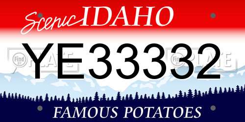 YE33332 Idaho License Plate