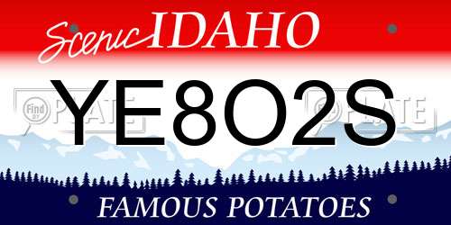 YE8O2S Idaho License Plate