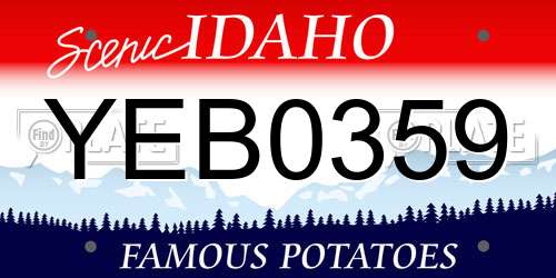 YEB0359 Idaho License Plate
