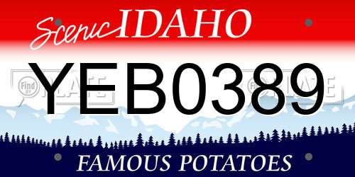 YEB0389 Idaho License Plate