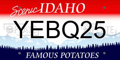 YEBQ25 Idaho License Plate