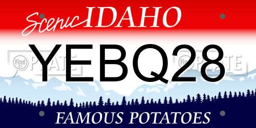 YEBQ28 Idaho License Plate