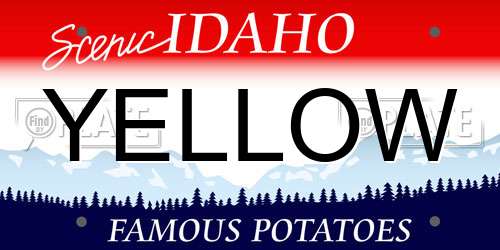 YELLOW Idaho License Plate