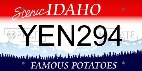 YEN294 Idaho License Plate