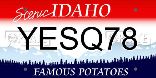 YESQ78 Idaho License Plate