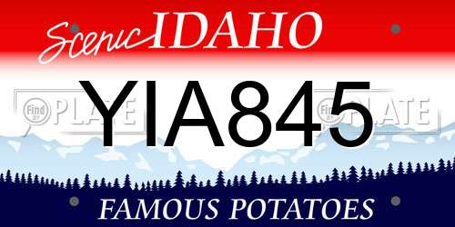 YIA845 Idaho License Plate