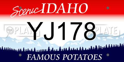 YJ178 Idaho License Plate