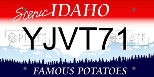 YJVT71 Idaho License Plate
