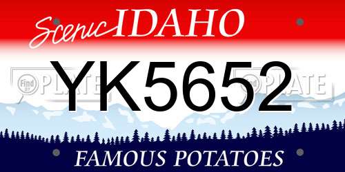 YK5652 Idaho License Plate