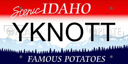 YKNOTT Idaho License Plate