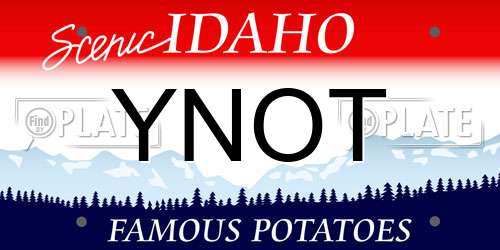 YNOT Idaho License Plate