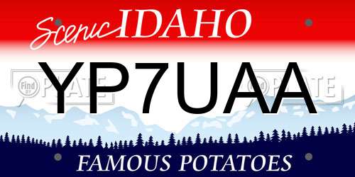 YP7UAA Idaho License Plate