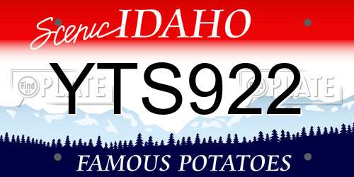 YTS922 Idaho License Plate