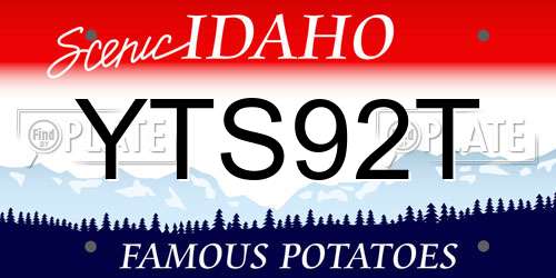 YTS92T Idaho License Plate