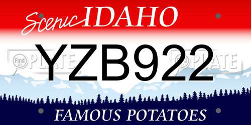 YZB922 Idaho License Plate