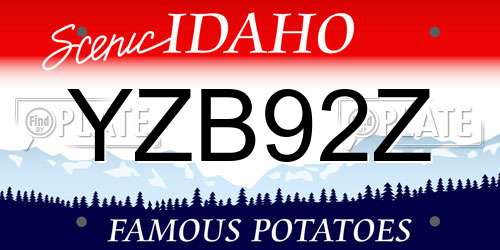 YZB92Z Idaho License Plate