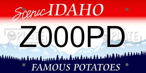 Z000PD Idaho License Plate