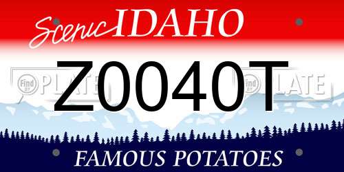 Z0040T Idaho License Plate