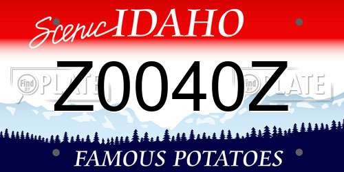Z0040Z Idaho License Plate