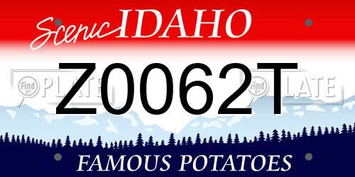 Z0062T Idaho License Plate