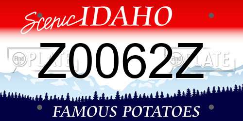 Z0062Z Idaho License Plate