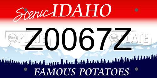 Z0067Z Idaho License Plate
