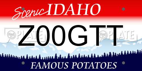 Z00GTT Idaho License Plate