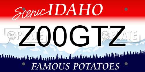 Z00GTZ Idaho License Plate