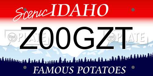 Z00GZT Idaho License Plate