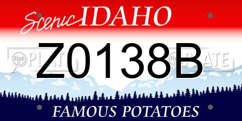 Z0138B Idaho License Plate