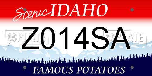Z014SA Idaho License Plate