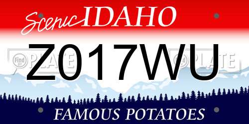 Z017WU Idaho License Plate