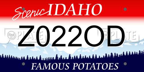 Z022OD Idaho License Plate