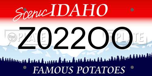Z022OO Idaho License Plate