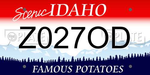 Z027OD Idaho License Plate