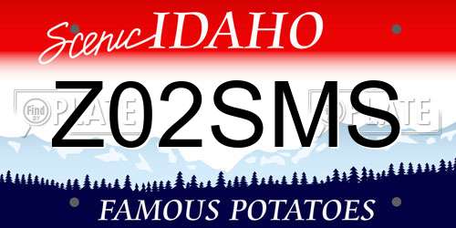 Z02SMS Idaho License Plate