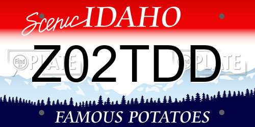 Z02TDD Idaho License Plate