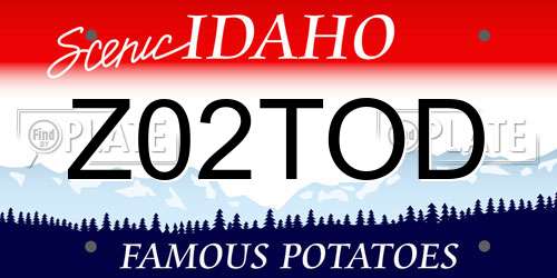 Z02TOD Idaho License Plate