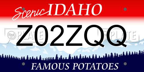 Z02ZQQ Idaho License Plate