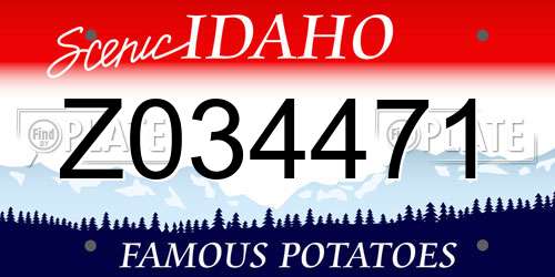 Z034471 Idaho License Plate