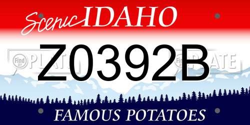 Z0392B Idaho License Plate