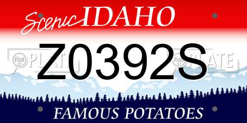 Z0392S Idaho License Plate