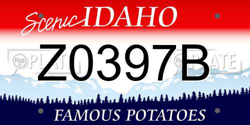Z0397B Idaho License Plate