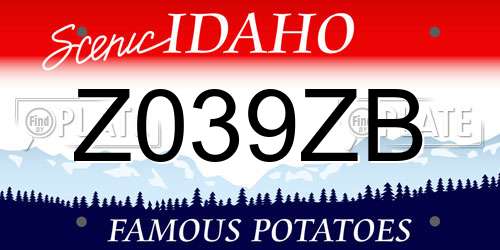 Z039ZB Idaho License Plate