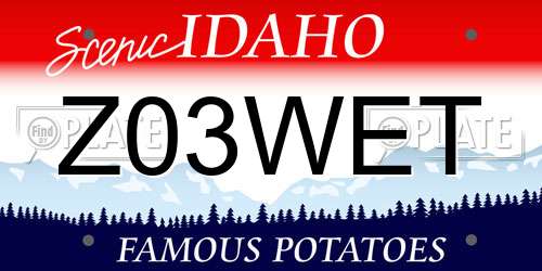 Z03WET Idaho License Plate