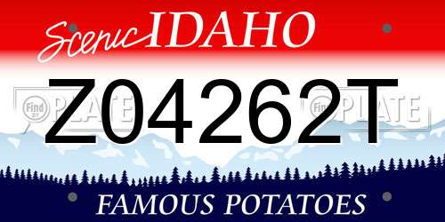 Z04262T Idaho License Plate