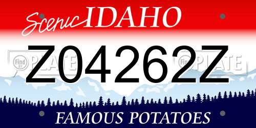 Z04262Z Idaho License Plate