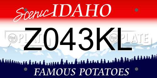 Z043KL Idaho License Plate