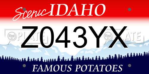 Z043YX Idaho License Plate