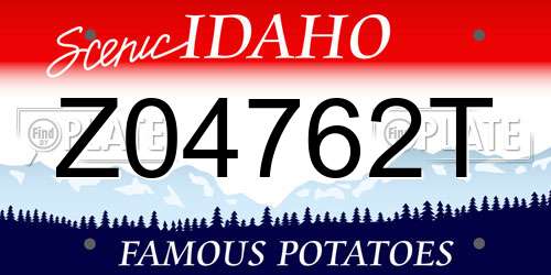 Z04762T Idaho License Plate